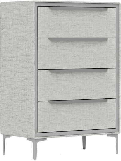 Metallic Chest of Drawers with 4 Drawers Grey with Fabric Coating 60x36x88cm