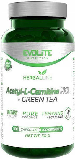 Evolite Acetyl L-Carnitine HCI Green Tea cu Gust Unflavoured 100 capace