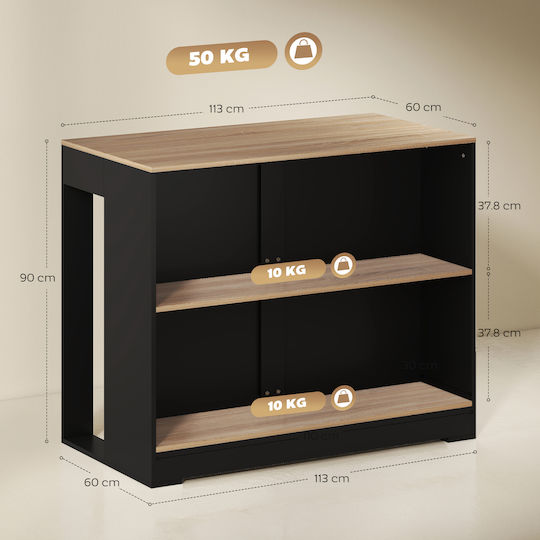 Επιδαπέδιο Ντουλάπι Μαύρο Και Ξύλο 113x60x90εκ.