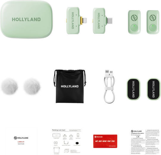 Hollyland LARK A1 Combo Wireless Microphone Flyout Journalistic in Green Color Mint Green