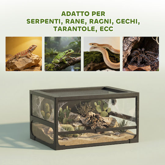 Pawhut Ενυδρείο Ερπετών Μαύρο 60x45x32cm