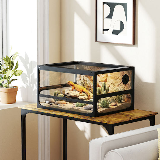 Pawhut Ενυδρείο Ερπετών Μαύρο 60x45x32cm