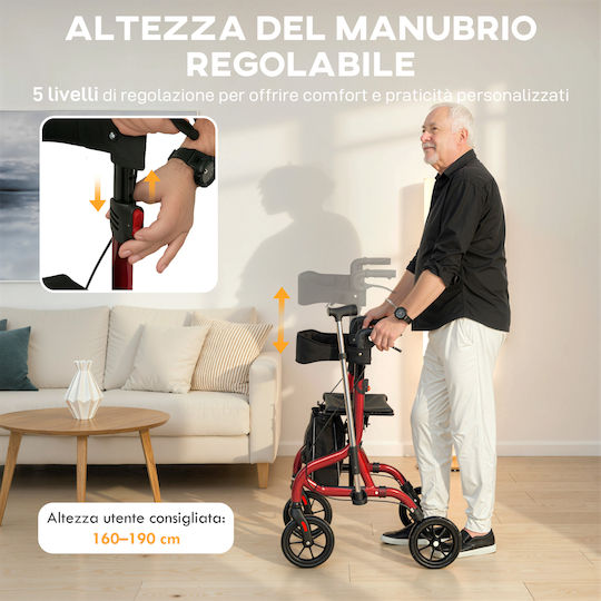 HomCom Klappbarer Rollator Aluminium Rote