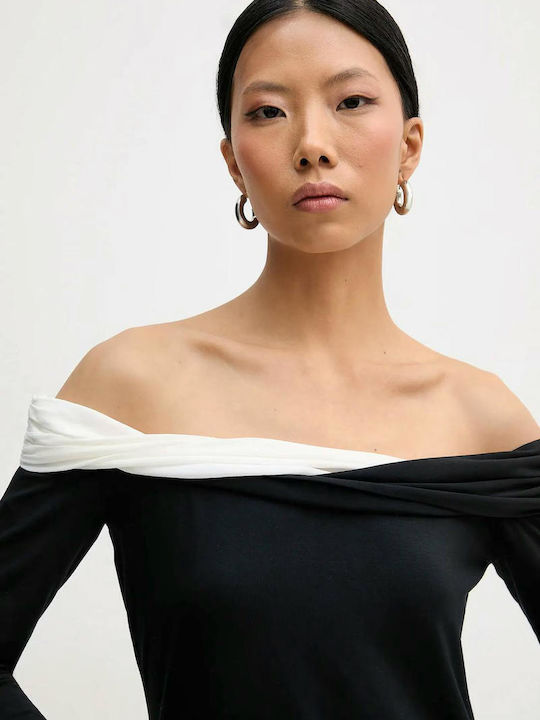Women's Blouse Long Sleeve White/black, Black