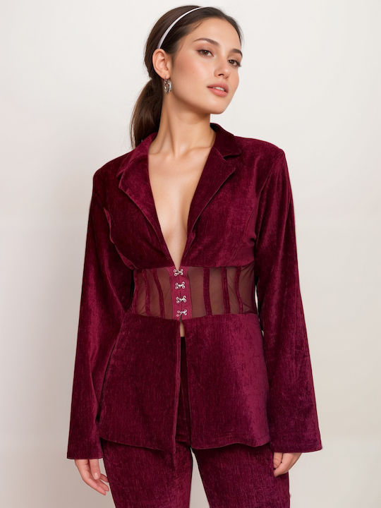 Women's Bordeaux Set with High-waisted Pants
