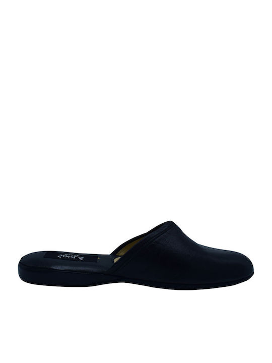 Leather Winter Women's Slippers Black
