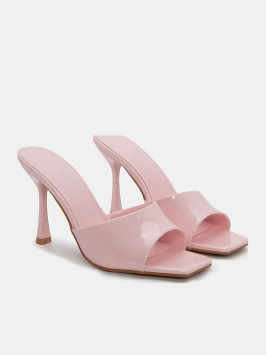 Mules With Thin High Heel In Pink Colour