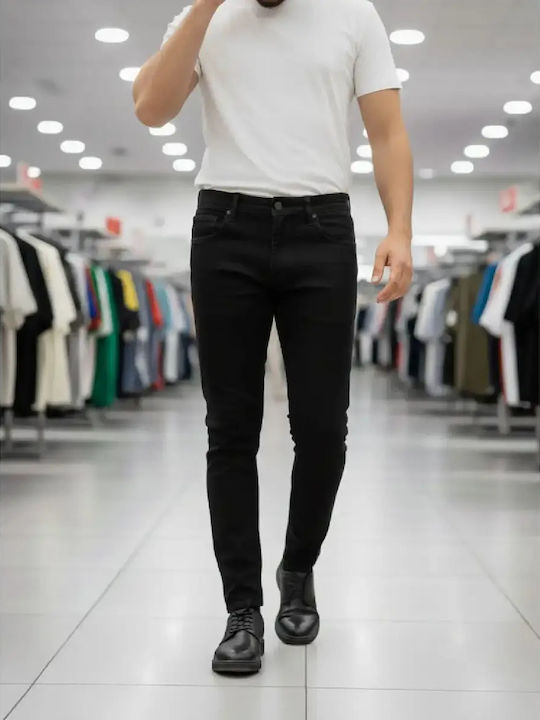 Men's Jeans Pants Cropped with Loose Fit Black