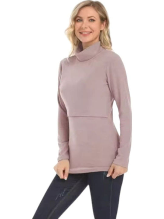 Pink Long Sleeve Nursing Turtleneck Top Queen Mother
