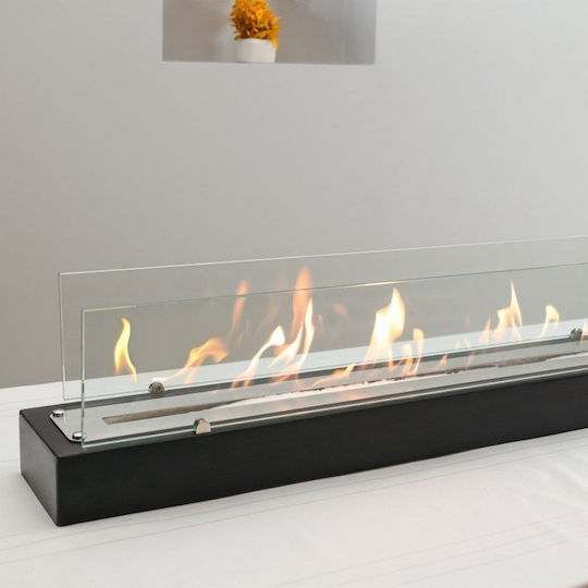 Desktop Modern New Generation Bioethanol Fireplace Wood Black 97×14×12 Cm