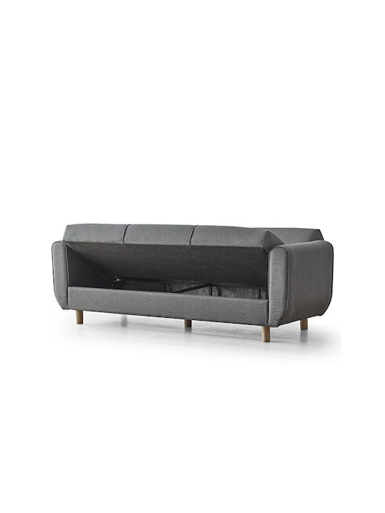 Sofa Set 3+1 Storage & High Comfort Dark Gray 214 X 87x46cm