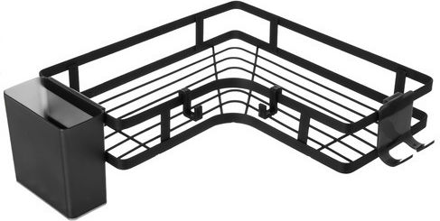 Colțar Montat pe perete Raft Baie Metal Neagră