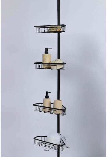 Inter Ceramic Colțar Montat pe perete Raft Baie Metal 22x30x6cm Neagră