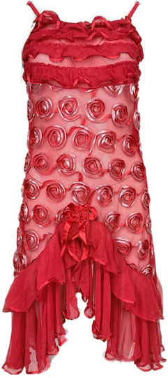 Set Women's Transparent Floral Nightgown String Red