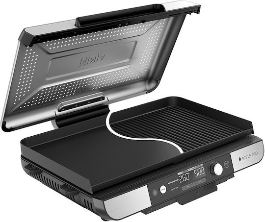 Ninja Sizzle Pro Xl Tabletop Electric Grill Grate 1800W Inox with Lid and Adjustable Thermostat