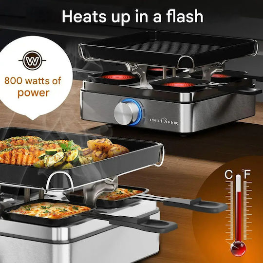 Profi Cook Tabletop Grătar Electric Raclette Placă Netedă 800W Grătare electrice cu Termostat Reglabil