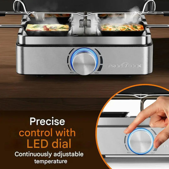 Profi Cook Tabletop Grătar Electric Raclette Placă Netedă 800W Grătare electrice cu Termostat Reglabil