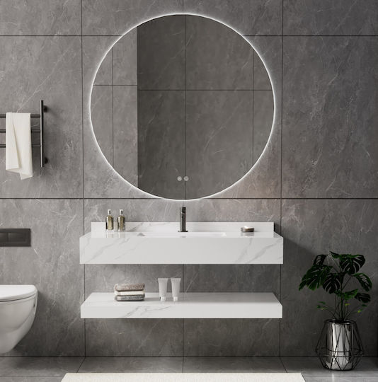 Set Wall Mounted Counter Bathroom Sink Bianco Marble 100x50cm