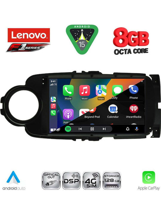 Lenovo Ηχοσύστημα Αυτοκινήτου για Toyota Yaris 2011-2015 (Bluetooth/USB/WiFi/GPS/Apple-Carplay/Android-Auto) με Οθόνη Αφής 9"