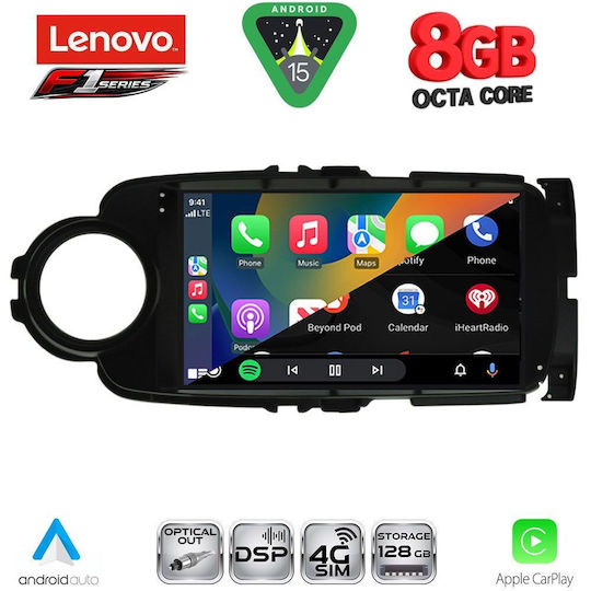 Lenovo Car Audio System for Toyota Yaris 2011-2015 (Bluetooth/USB/WiFi/GPS/Apple-Carplay/Android-Auto) with Touch Screen 9"