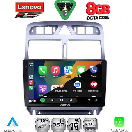 Lenovo Ηχοσύστημα Αυτοκινήτου για Peugeot 307 2001-2008 (Bluetooth/USB/WiFi/GPS/Apple-Carplay/Android-Auto) με Οθόνη Αφής 9"