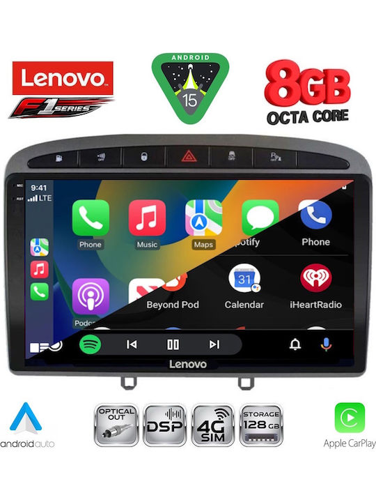 Lenovo Car Audio System for Peugeot 308 / RCZ 2007-2012 (Bluetooth/USB/WiFi/GPS/Apple-Carplay/Android-Auto) with Touch Screen 9"