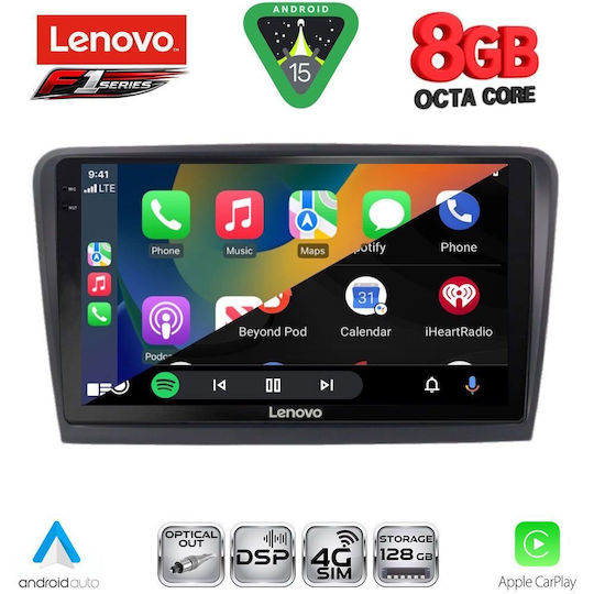 Lenovo Ηχοσύστημα Αυτοκινήτου για Skoda Rapid 2012-2023 (Bluetooth/USB/WiFi/GPS/Apple-Carplay/Android-Auto) με Οθόνη Αφής 9"