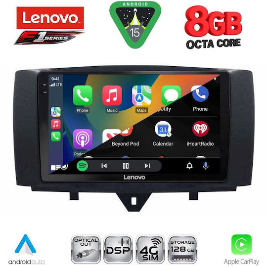 Lenovo Ηχοσύστημα Αυτοκινήτου για Smart ForTwo 2010-2015 (Bluetooth/USB/WiFi/GPS/Apple-Carplay/Android-Auto) με Οθόνη Αφής 9"