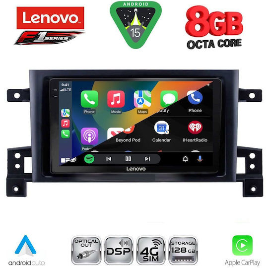 Lenovo Ηχοσύστημα Αυτοκινήτου για Suzuki Grand Vitara 2005-2015 (Bluetooth/USB/WiFi/GPS/Apple-Carplay/Android-Auto) με Οθόνη Αφής 9"