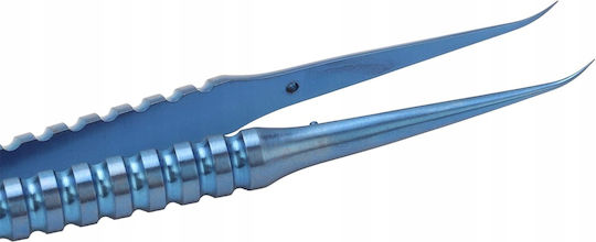 Precise Titanium Bent Tweezers Blue