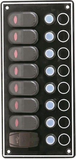 Sail Marine Boat Switch with Panels Panel with 8 LED Switches & Automatic Fuses