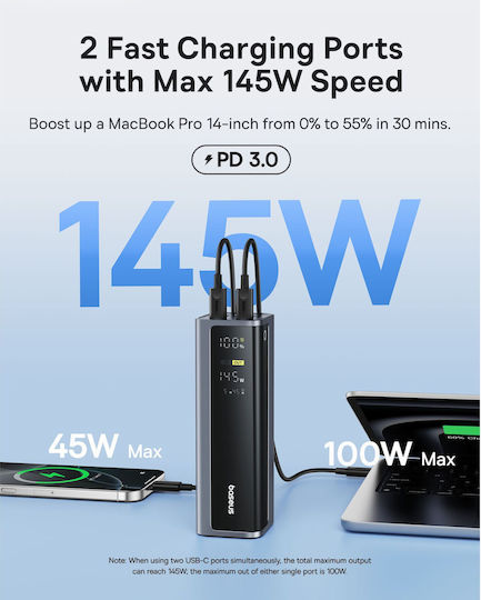 Baseus EnerGeek GP12 Power Bank 20800mAh 145W with 2 USB-A Ports and 2 USB-C Ports Gray