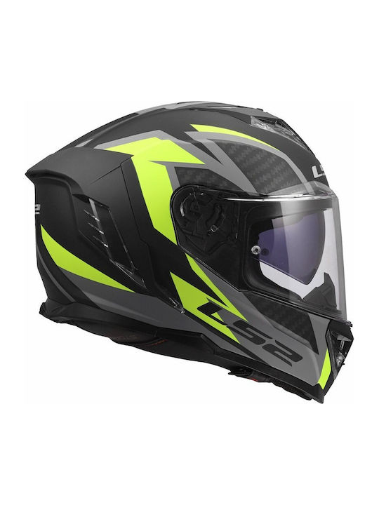 LS2 FF818 Storm III Dynamo Black H-V Yellow Motorcycle Helmet Full Face ECE 22.06 1600gr with Pinlock and Sunvisor