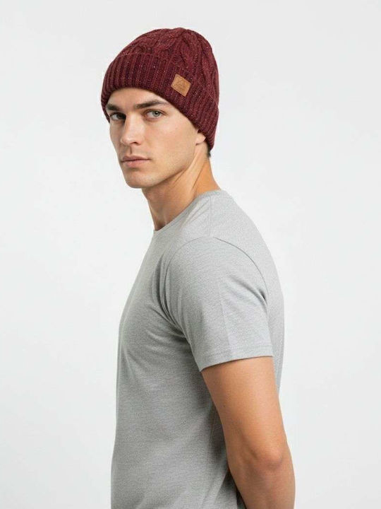 Beanie Männer Beanie mit Strickmuster in Burgundisch Farbe
