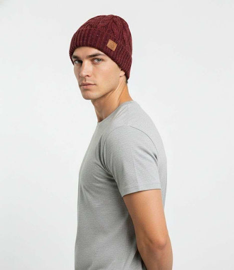 Men's Burgundy Beanie with Braids