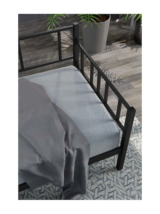 Daybed Metalic Negru Single 90x190 – Pat Multifuncțional 90x190 Cm