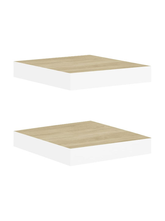 Wall Shelves White / Oak (2 Pieces) 23x23.5x3.8 cm