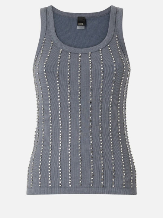 Women's Blouse Cotton Sleeveless Striped Gray