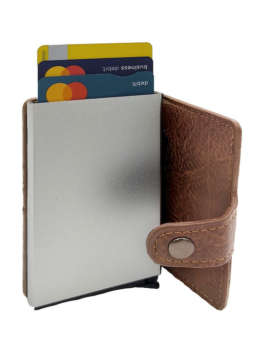 Δερμάτινο Ανδρικό Πορτοφόλι με RFID και Μηχανισμό Slide Καφέ