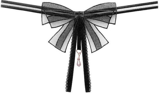 Damen Sexy Offener String Schwarz