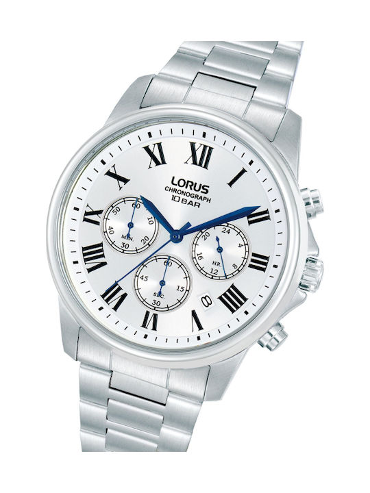 Lorus Classic Ανδρικό Ρολόι Χρονογράφος Μπαταρίας με Ασημί Μεταλλικό Μπρασελέ