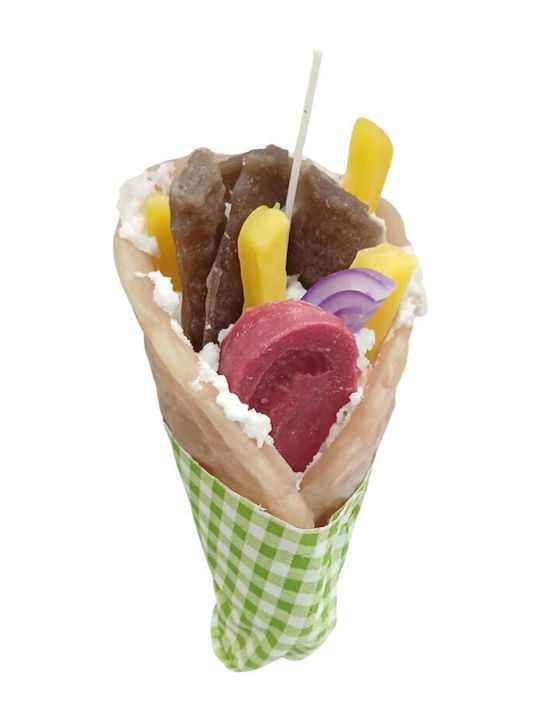 Humorous Funny Easter Candle 18cm Souvlaki Pita Gyros Green Napkin Lab-10601
