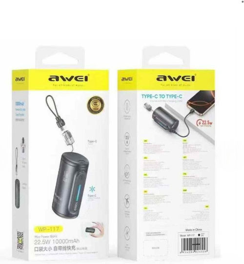 Awei WP-117 Power Bank 10000mAh 22.5W Quick Charge Black