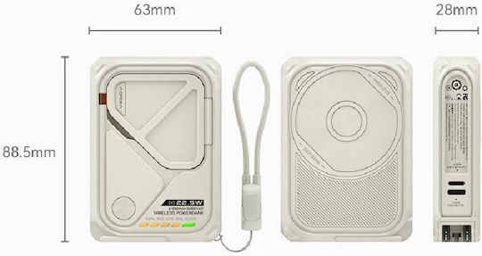 Nine G35 22.5w Wireless Γρήγορη Φόρτιση Magsafe Power Bank 2x Θύρες Type-c Lightning 10000mah Μπεζ Μωβ