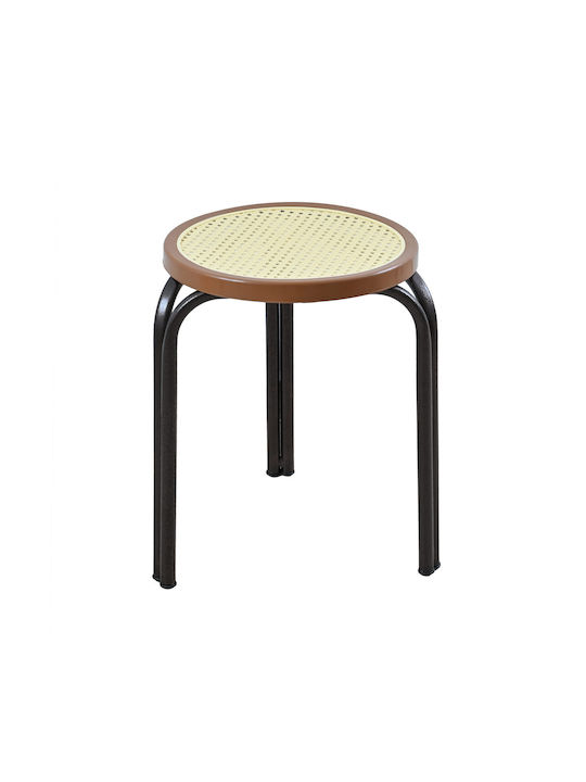 Stool For Kitchen Wicker Beige / Black 35x35x45cm