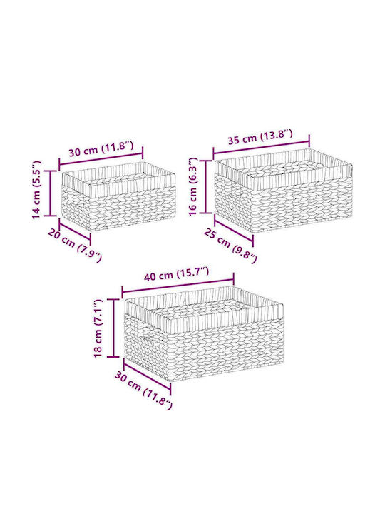 vidaXL Καλάθι Αποθήκευσης 40x30x18cm 3τμχ