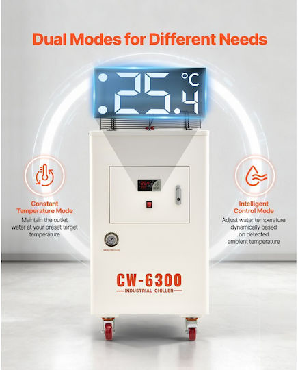Industrial Water Cooler Vevor 8000w Cooling System Industrial Water Cooler Compressor Maximum Flow 70 L Min Tank Capacity 40l Laser Engraving Machine Laser Co2 Tube Cutting Cooler