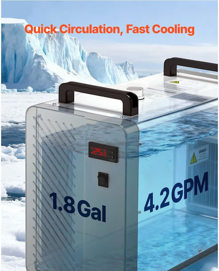 Industrial Water Cooler Vevor 1600w Industrial Cooling System Water Cooler Compressor Maximum Flow 16 L Min Tank Capacity 7 L Laser Cooler Engraving & Cutting Machine Laser Co2 Tubes