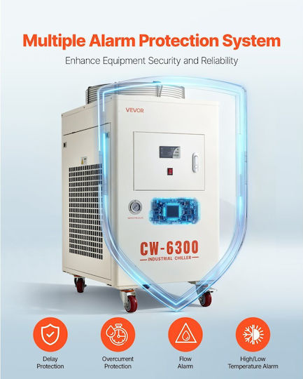 Industrial Water Cooler Vevor 8000w Cooling System Industrial Water Cooler Compressor Maximum Flow 70 L Min Tank Capacity 40l Laser Engraving Machine Laser Co2 Tube Cutting Cooler