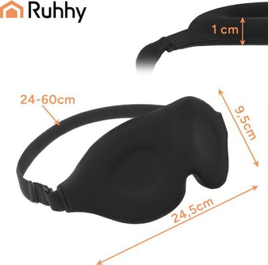 Ruhhy Memory Foam Sleep Mask with Carrying Case 24.5x9.5x1.5cm Black